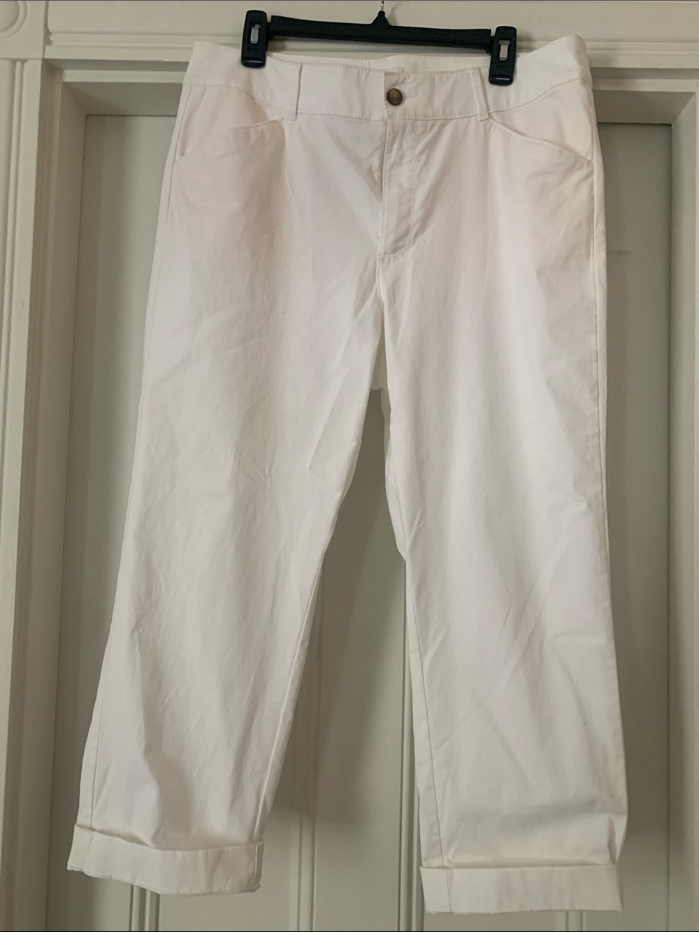 LOFT White Straight Leg Cropped Pants